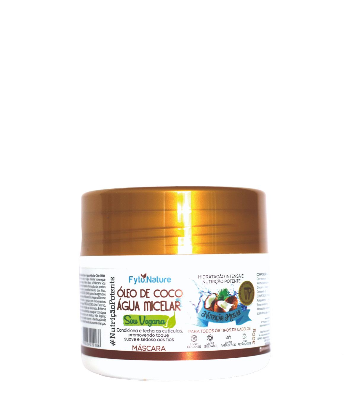 Máscara óleo de coco e agua micelar